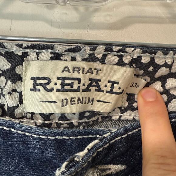 Ariat Women's REAL Low Rise Stretch Rosy Whipstitch Boot Cut Jean Lakeshore 33R - Picture 5 of 9